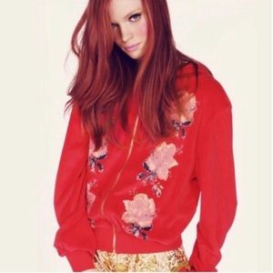 Wildfox White Label Rose Capulet Velour Hoodie MEDIUM